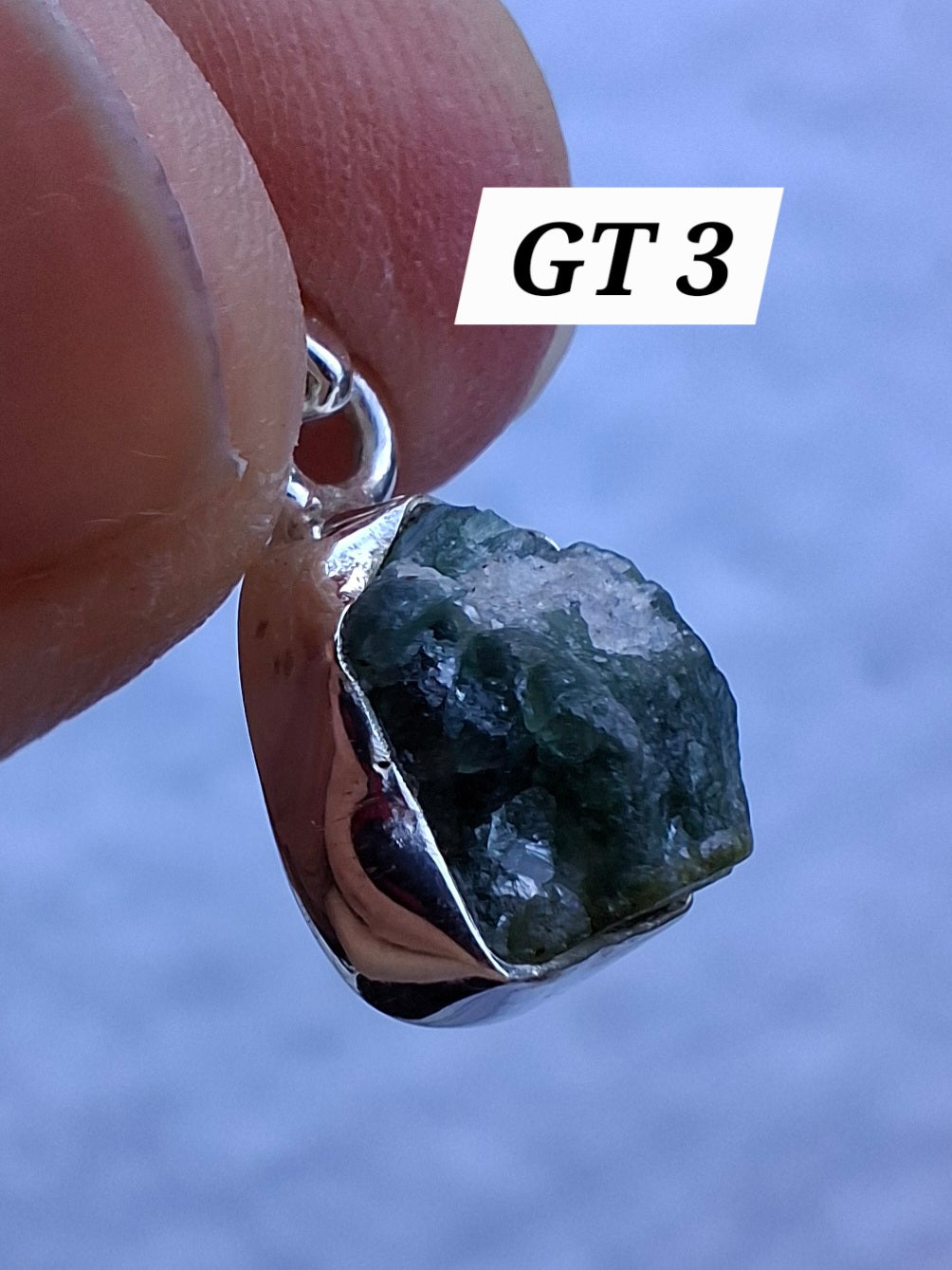 Green Tourmaline Pendant, 925 Silver, Crystal (Ref: GT3)