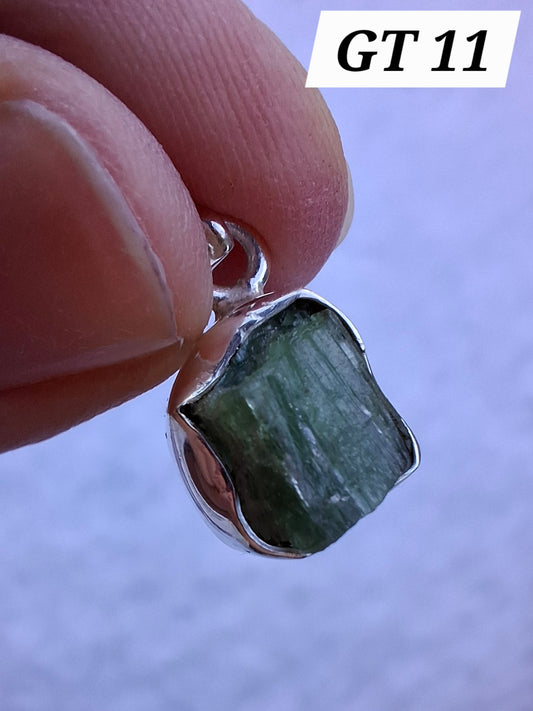 Green Tourmaline Pendant, 925 Silver, Crystal (Ref: GT11)