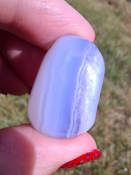Blue Lace Agate, Tumble Stone, Crystal (Ref: T146)