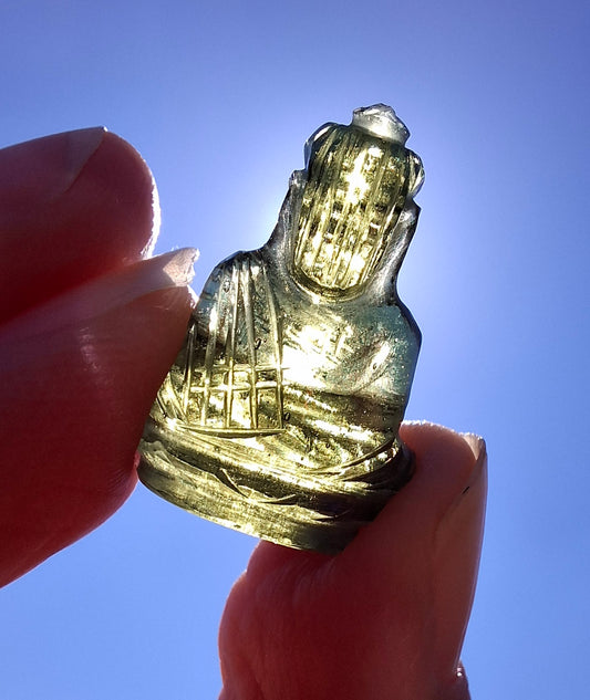 Moldavite BUDDHA Carving, 2.71g, Tektite (Ref: Buddha4)