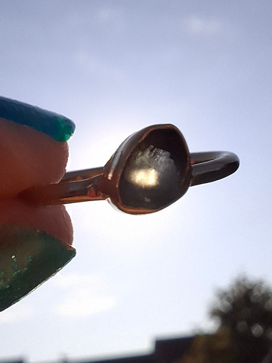 Moldavite Ring, 14K GOLD Plated, size large G / small H, Tektite (Ref: R334)