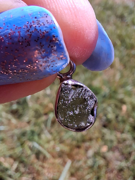 Moldavite Pendant, 925 Silver, Tektite (Ref: P78)
