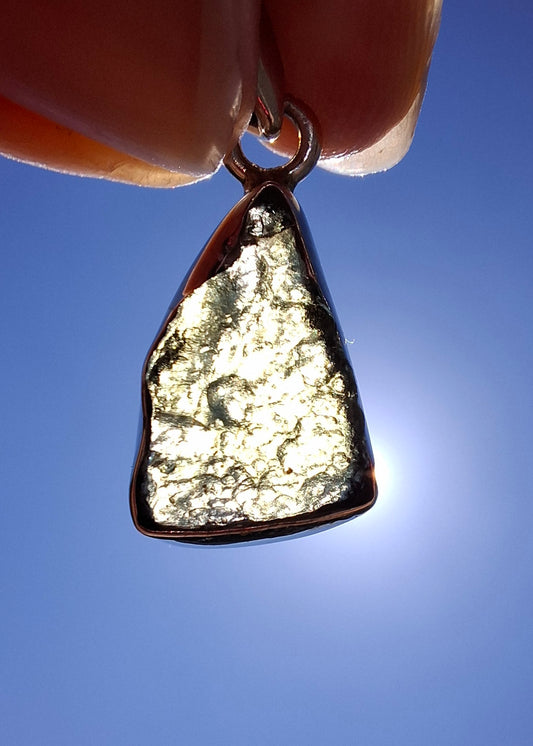 Moldavite Pendant, 925 Silver, Tektite (Ref: P12)