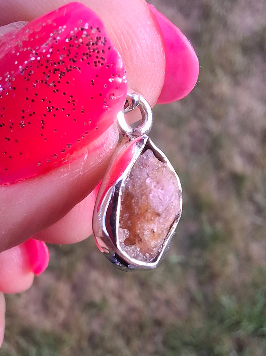 Pink Tourmaline Pendant, 925 Silver, Crystal (Ref: PT84)