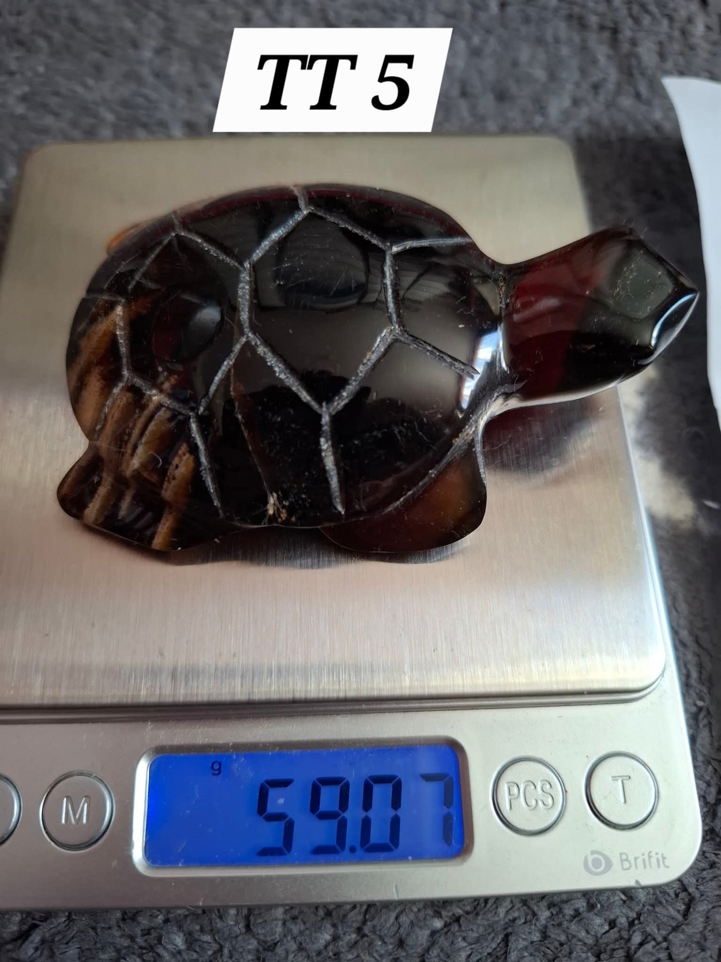 Red Amber Turtle, 59.07g, Carving, Fossil (Ref: TT5)