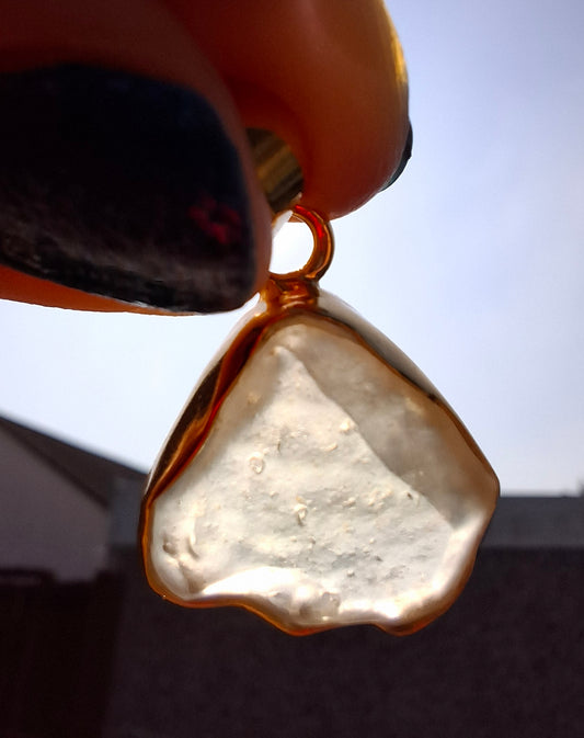 Libyan Desert Glass Pendant, 14K GOLD Plated, Tektite (Ref: LP125)