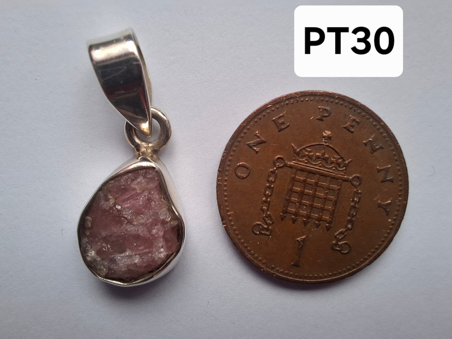 Pink Tourmaline Pendant, 925 Silver, Crystal (Ref: PT30)