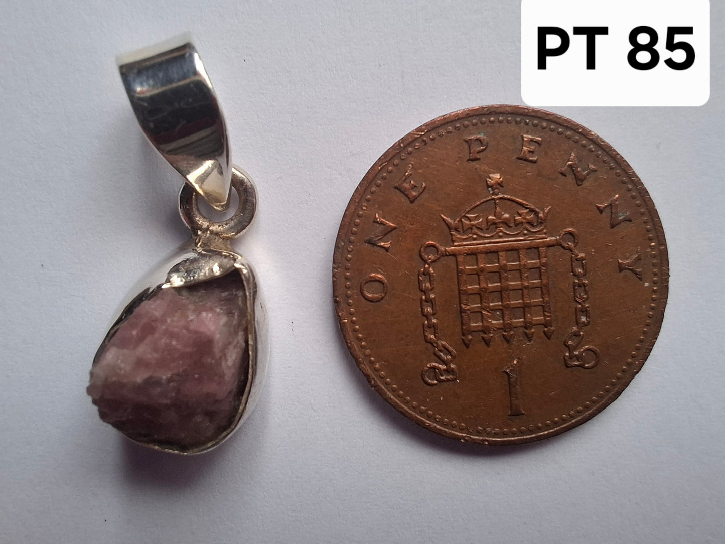 Pink Tourmaline Pendant, 925 Silver, Crystal (Ref: PT85)