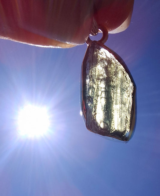 Moldavite Pendant, 925 Silver, Tektite (Ref: P13)