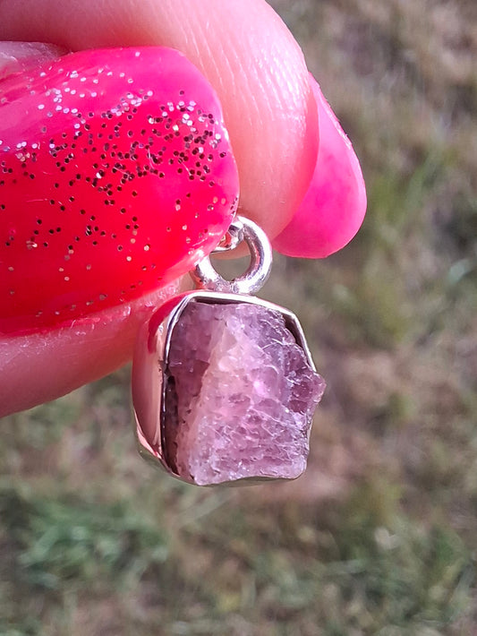 Pink Tourmaline Pendant, 925 Silver, Crystal (Ref: PT76)
