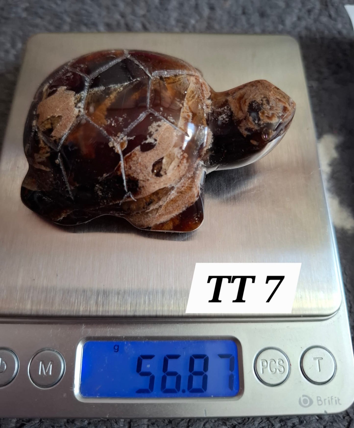 Red Amber Turtle, 56.87g, Carving, Fossil (Ref:TT7)