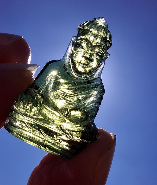 Moldavite BUDDHA Carving, 3.00g, Tektite (Ref: Buddha5)