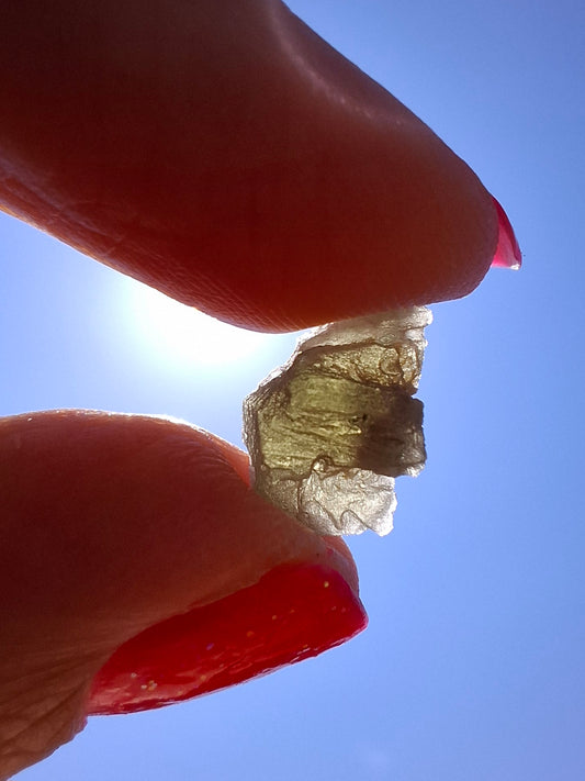 Moldavite Piece, SNOWFLAKE, FROSTED, BRUSNA, 0.64g, Tektite (Ref: 1502)