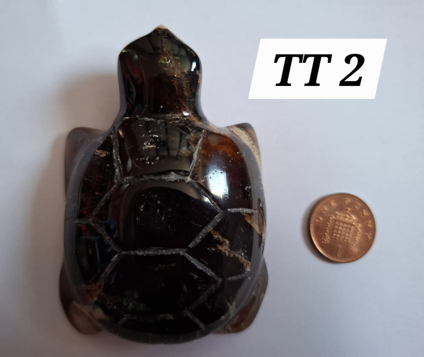 Red Amber Turtle, 56.87g, Carving, Fossil (Ref: TT2)