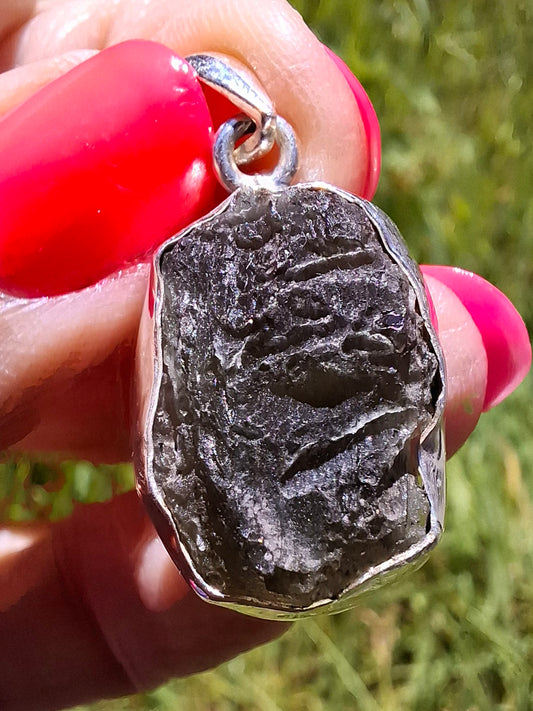 Moldavite Pendant, 925 Silver, Tektite (Ref: P433)