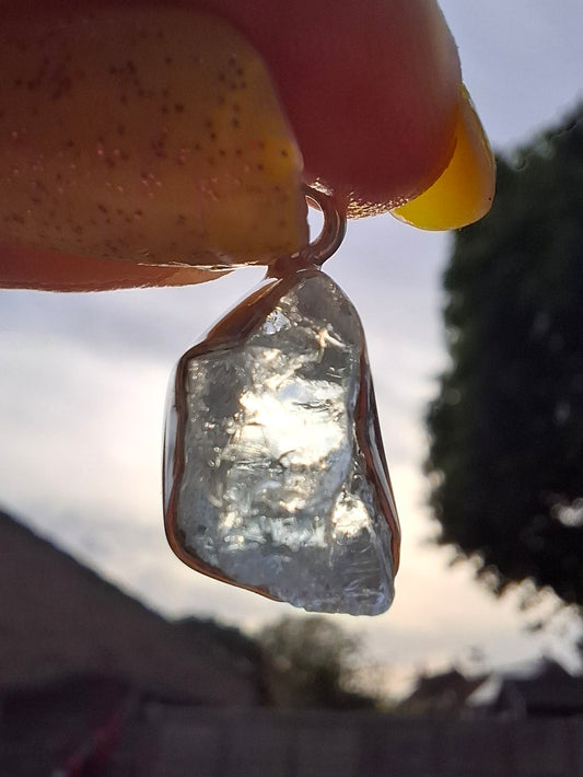 Aquamarine Pendant, 925 Silver, Crystal (Ref: AQ14)
