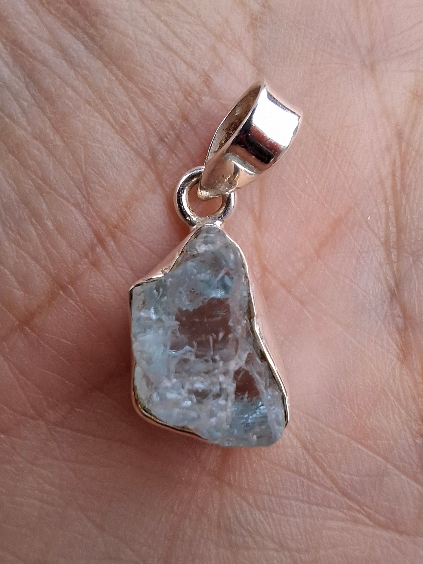 Aquamarine Pendant, 925 Silver, Crystal (Ref: AQ14)