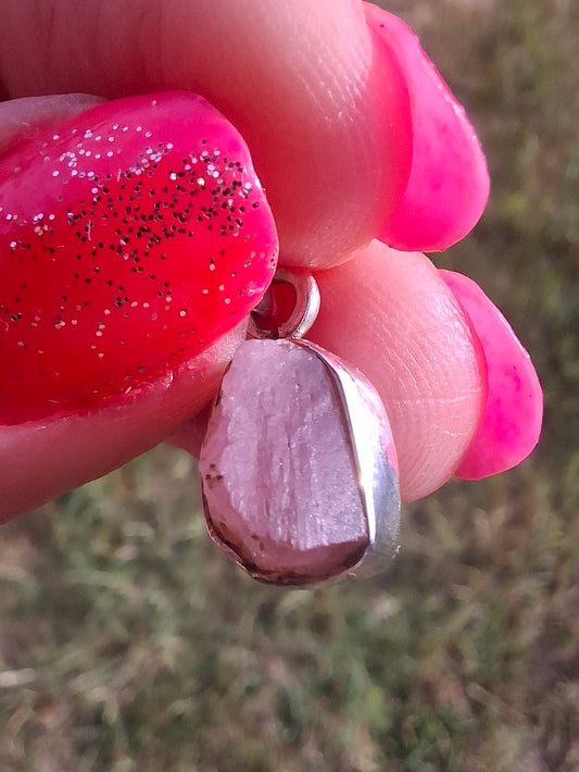 Pink Tourmaline Pendant, 925 Silver, Crystal (Ref: PT90)
