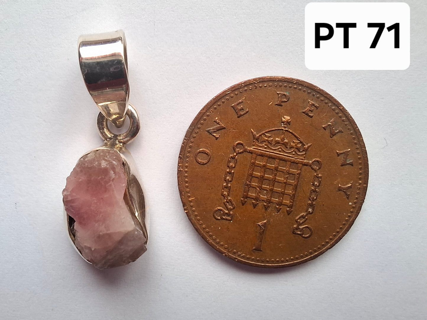Pink Tourmaline Pendant, 925 Silver, Crystal (Ref: PT71)
