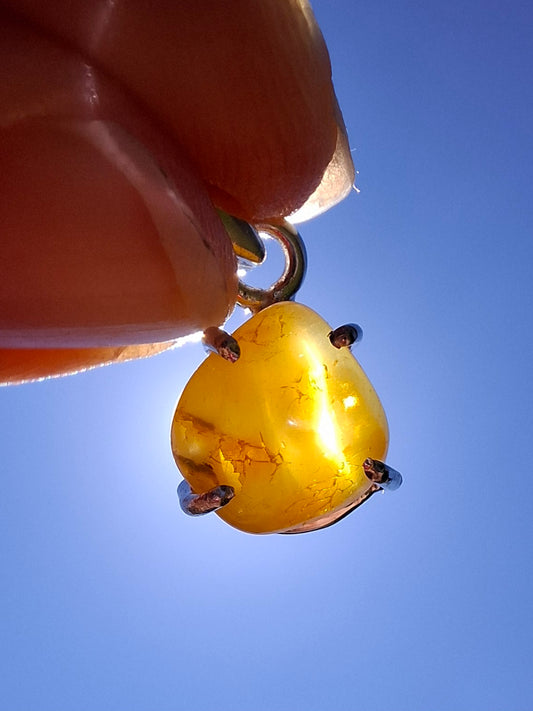 Baltic Amber Pendant, 925 Silver, Fossil (Ref: AP18)