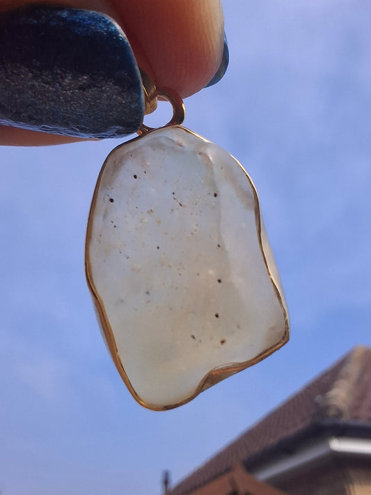 Libyan Desert Glass Pendant, 14K GOLD Plated, Tektite (Ref: LP123)