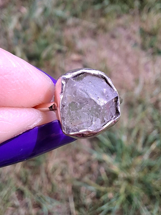 Libyan Desert Glass Ring, size large G/small H, 925 Silver, Tektite (Ref: LR5)