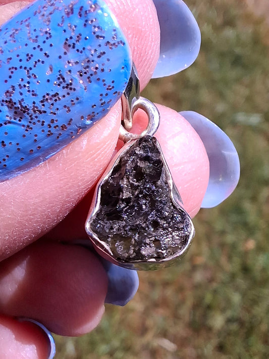 Moldavite Pendant, 925 Silver, Tektite (Ref: P64)
