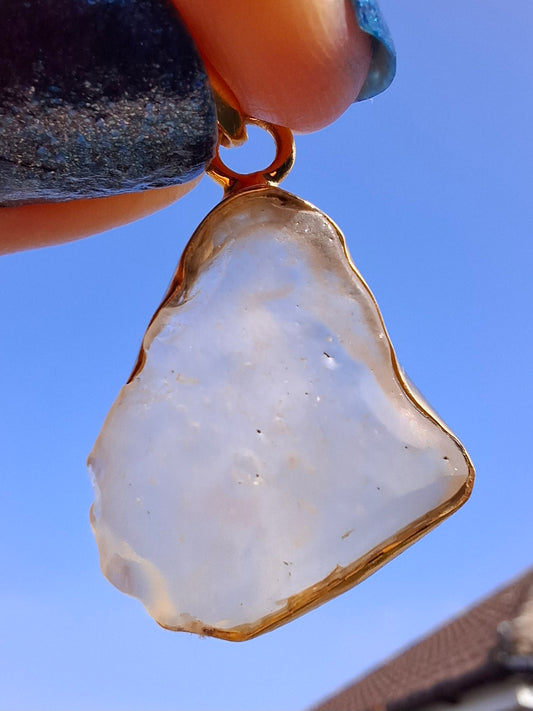 Libyan Desert Glass Pendant, 14K GOLD Plated, Tektite (Ref: LP121)