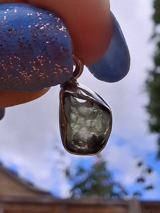 Moldavite Pendant, 925 Silver, Tektite (Ref: P72)