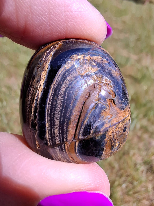 Blue Tigers Eye, Tumble Stone, Crystal (Ref: T24)