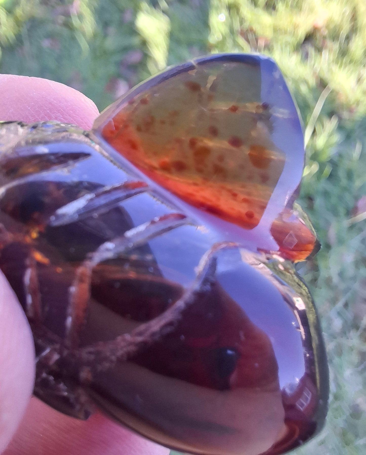 Red Amber Honey Bee Carving, 9.63g, Fossil (Ref: Bee28)