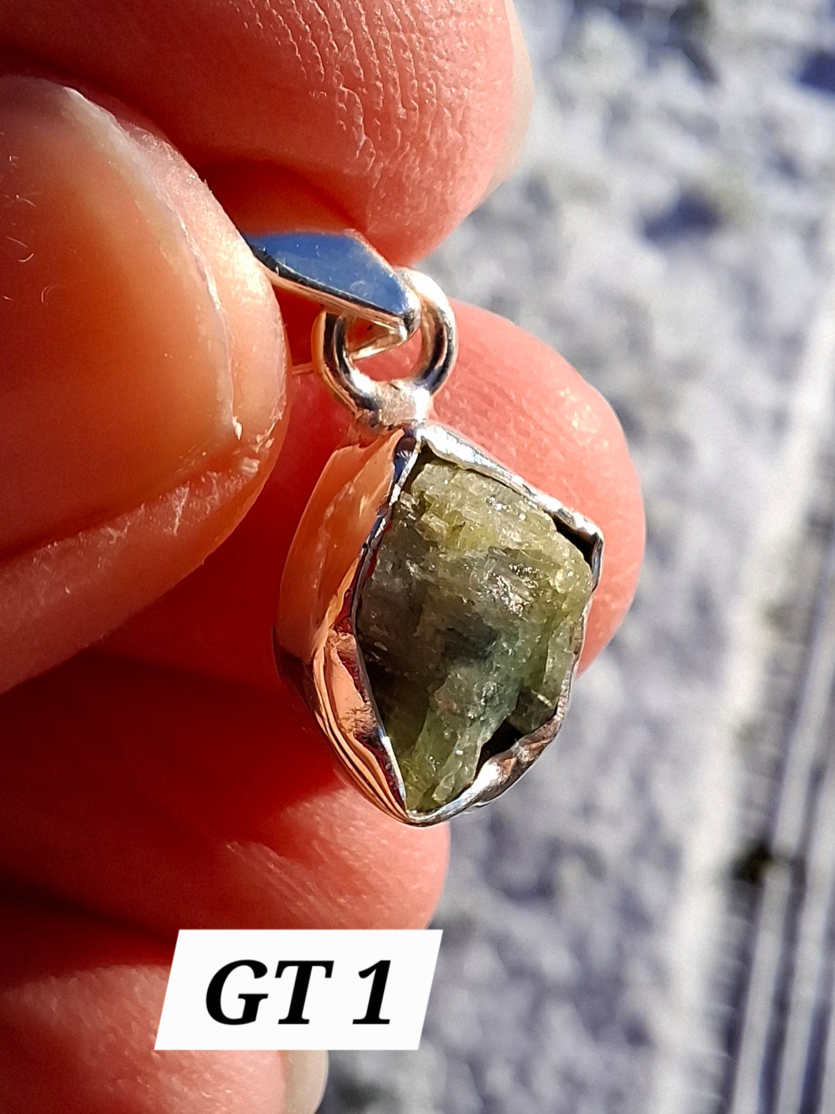 Green Tourmaline Pendant, 925 Silver, Crystal (Ref: GT1)