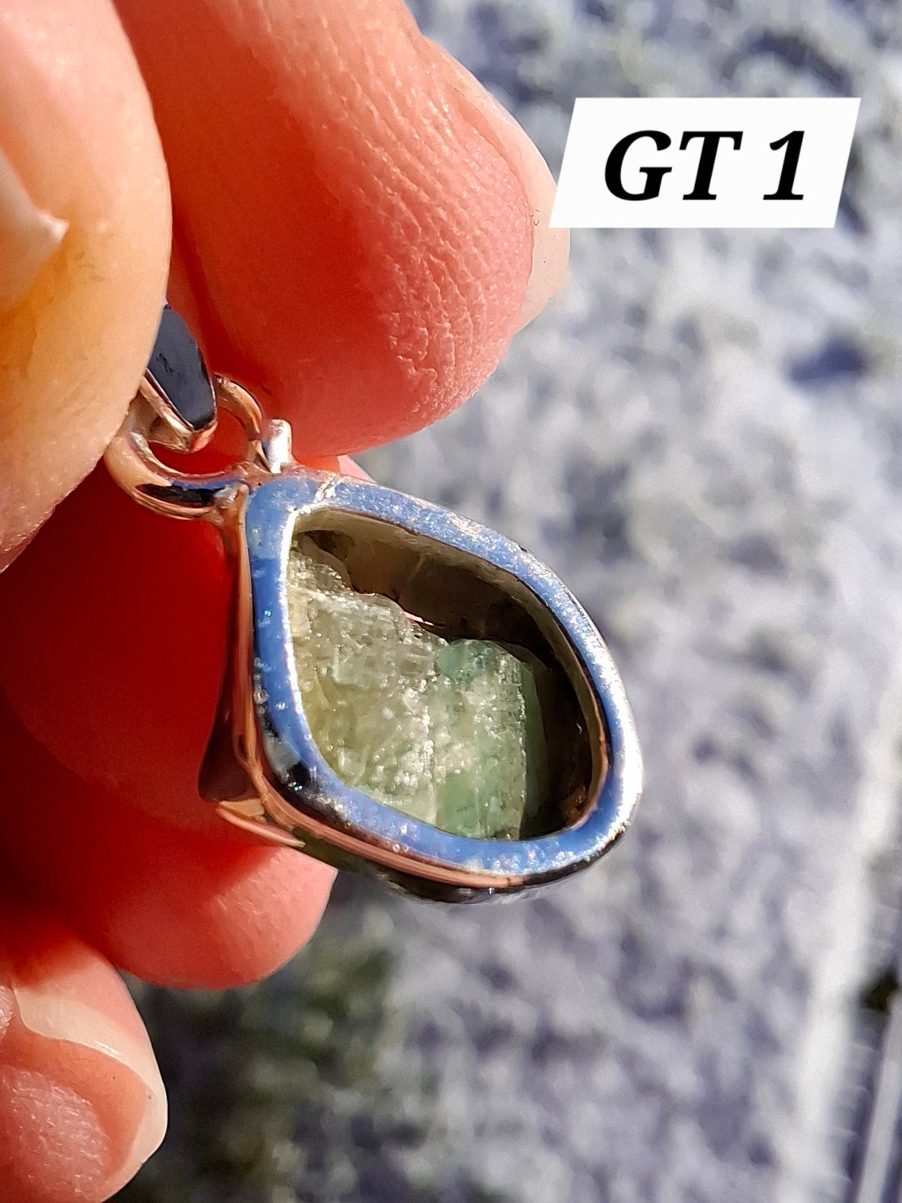 Green Tourmaline Pendant, 925 Silver, Crystal (Ref: GT1)