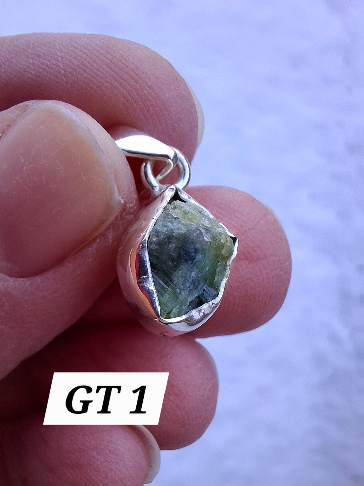 Green Tourmaline Pendant, 925 Silver, Crystal (Ref: GT1)