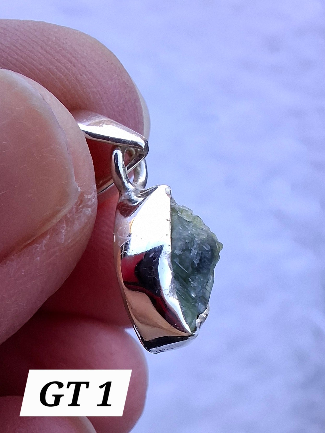 Green Tourmaline Pendant, 925 Silver, Crystal (Ref: GT1)