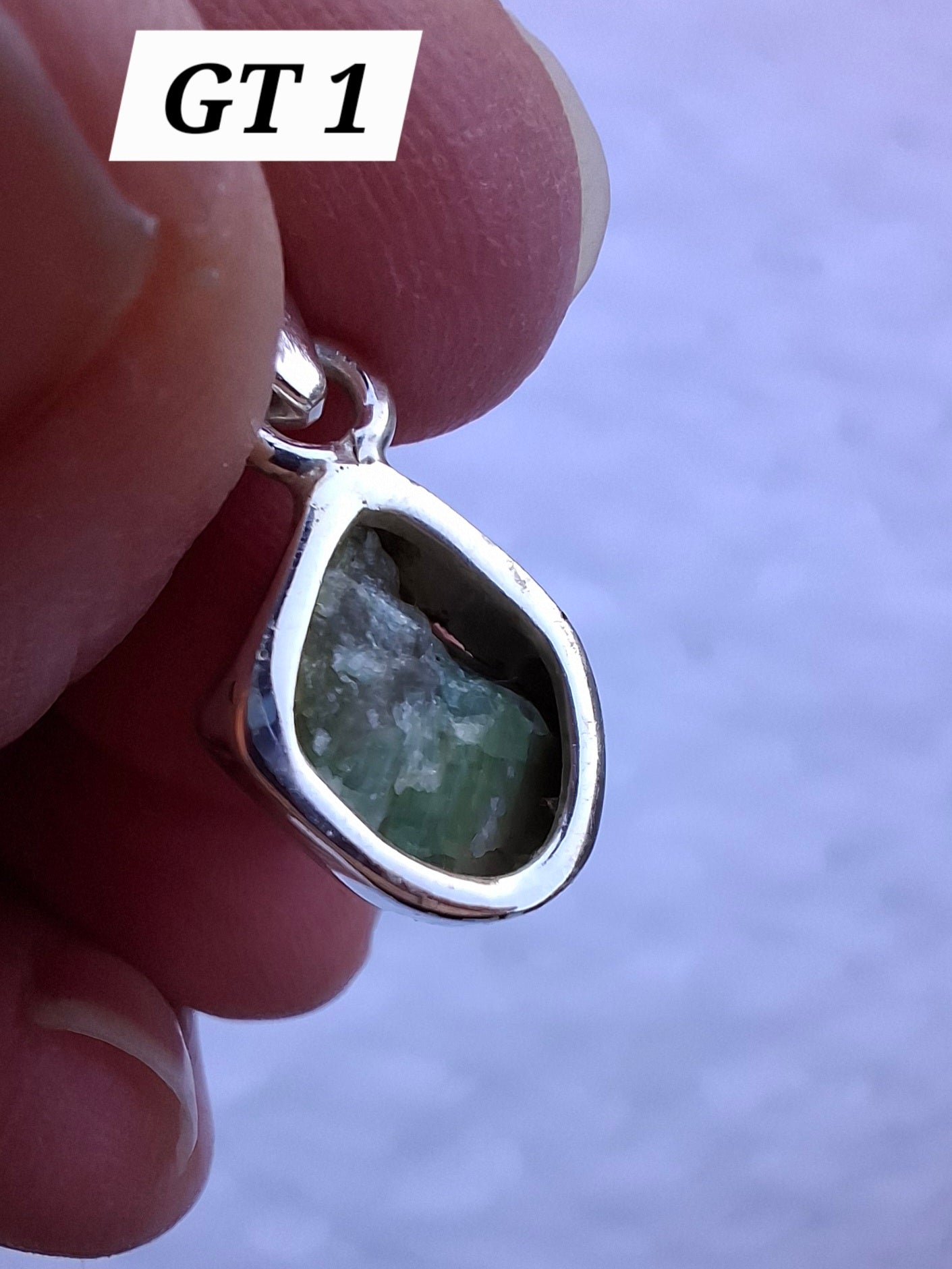Green Tourmaline Pendant, 925 Silver, Crystal (Ref: GT1)