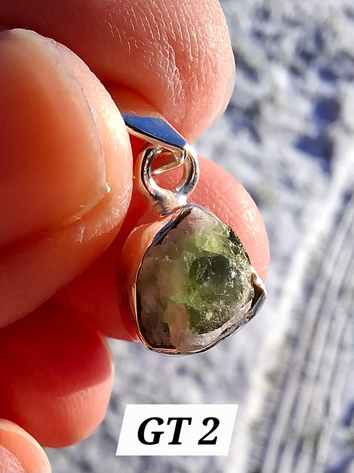 Green Tourmaline Pendant, 925 Silver, Crystal (Ref: GT2)