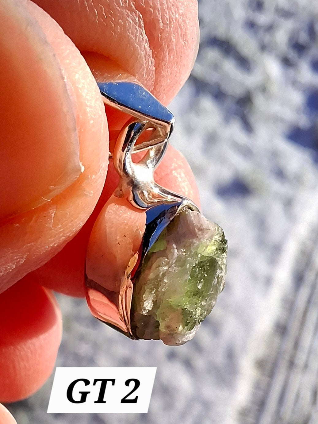 Green Tourmaline Pendant, 925 Silver, Crystal (Ref: GT2)