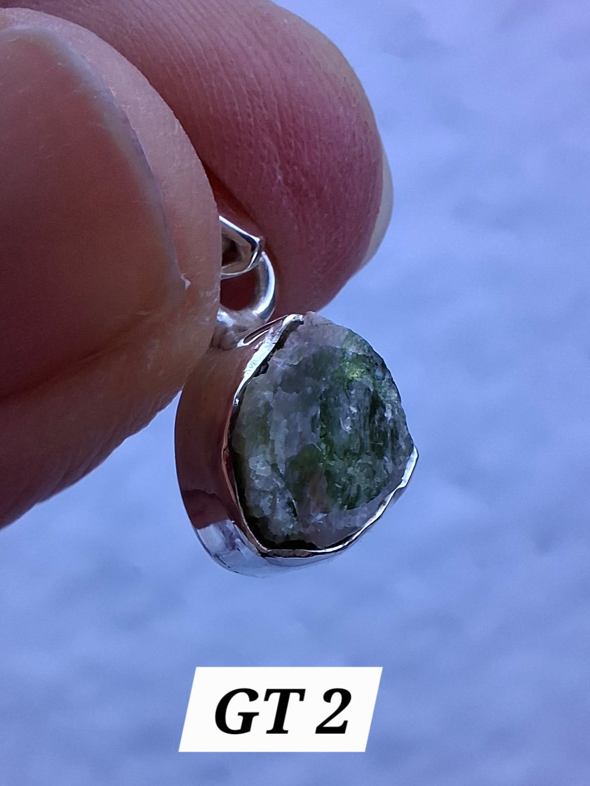 Green Tourmaline Pendant, 925 Silver, Crystal (Ref: GT2)