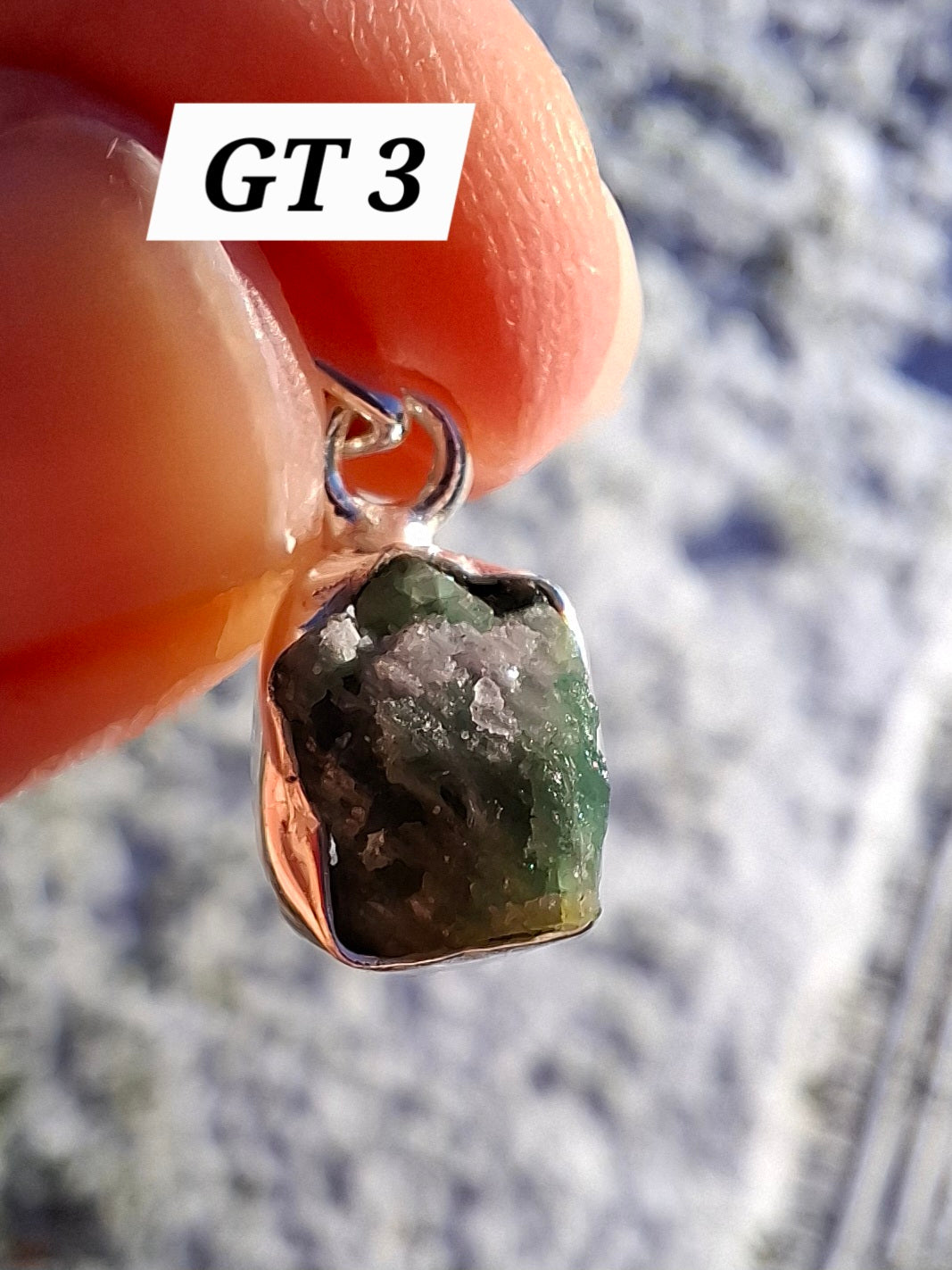 Green Tourmaline Pendant, 925 Silver, Crystal (Ref: GT3)