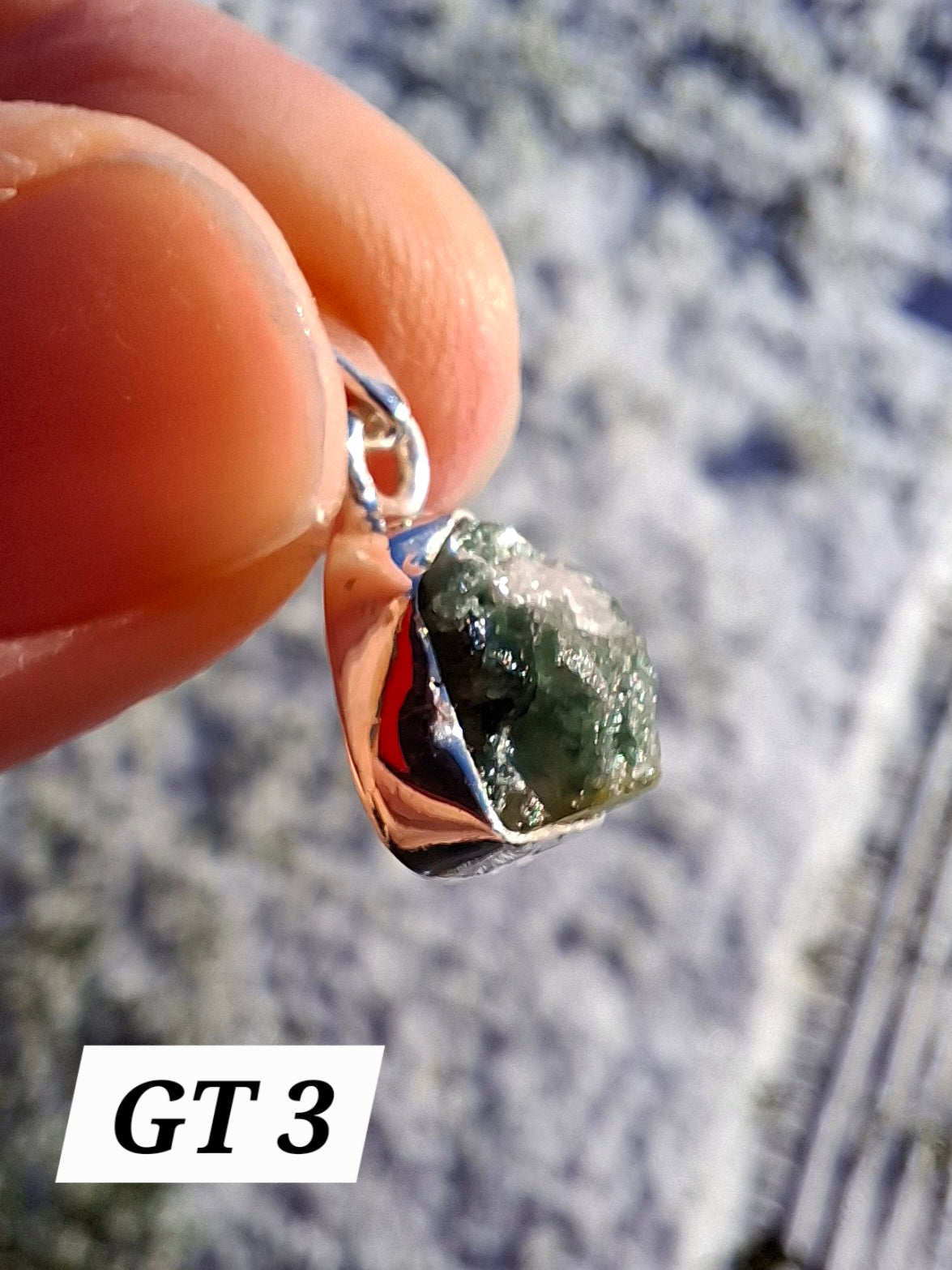 Green Tourmaline Pendant, 925 Silver, Crystal (Ref: GT3)