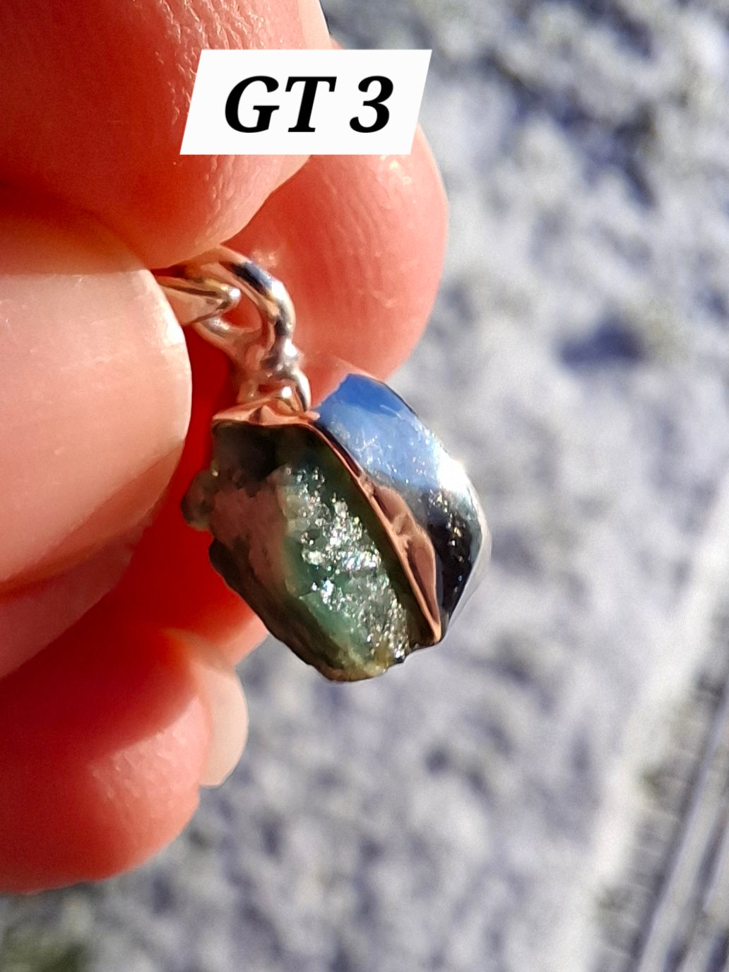Green Tourmaline Pendant, 925 Silver, Crystal (Ref: GT3)