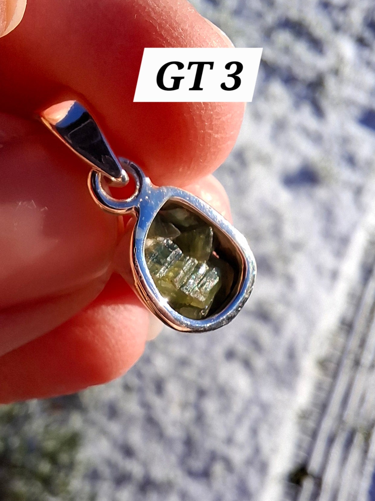 Green Tourmaline Pendant, 925 Silver, Crystal (Ref: GT3)