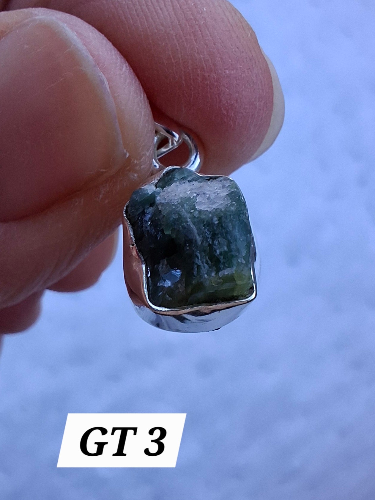 Green Tourmaline Pendant, 925 Silver, Crystal (Ref: GT3)
