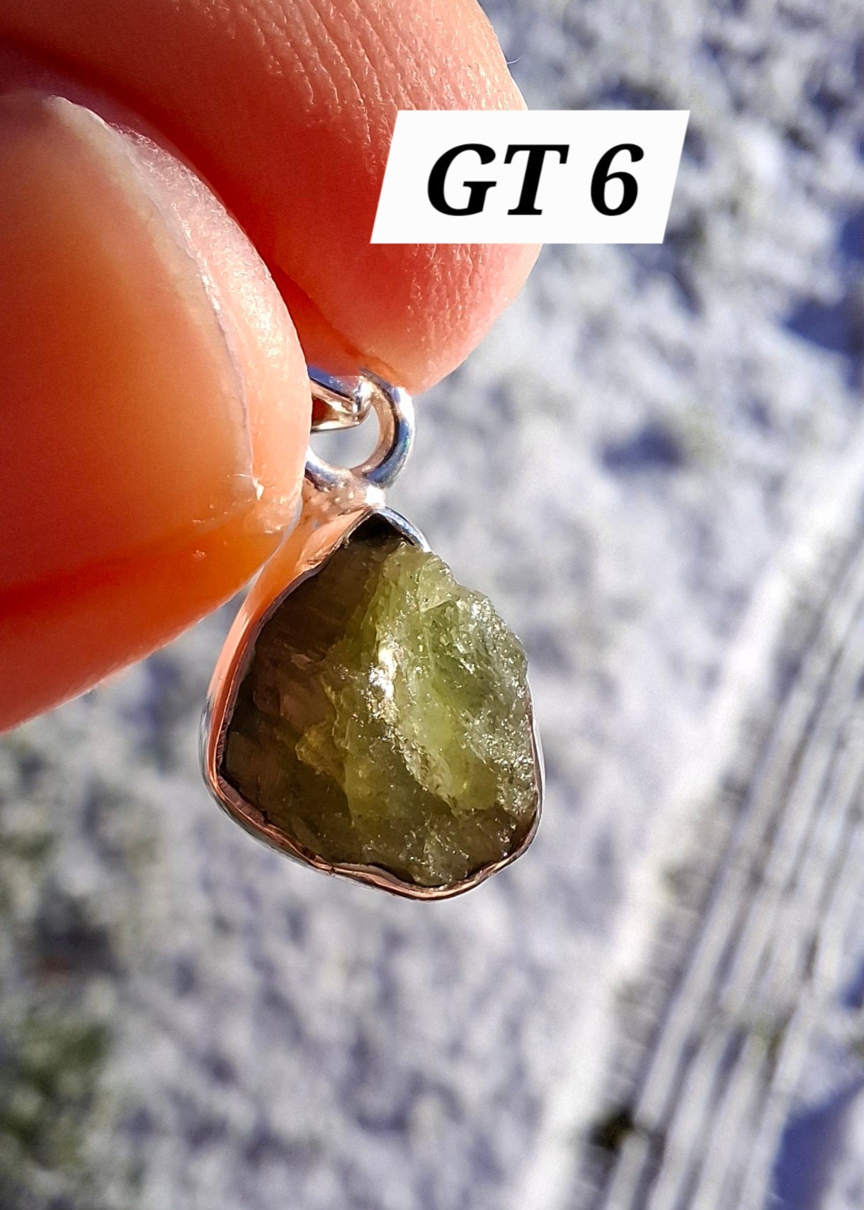 Green Tourmaline Pendant, 925 Silver, Crystal (Ref: GT6)