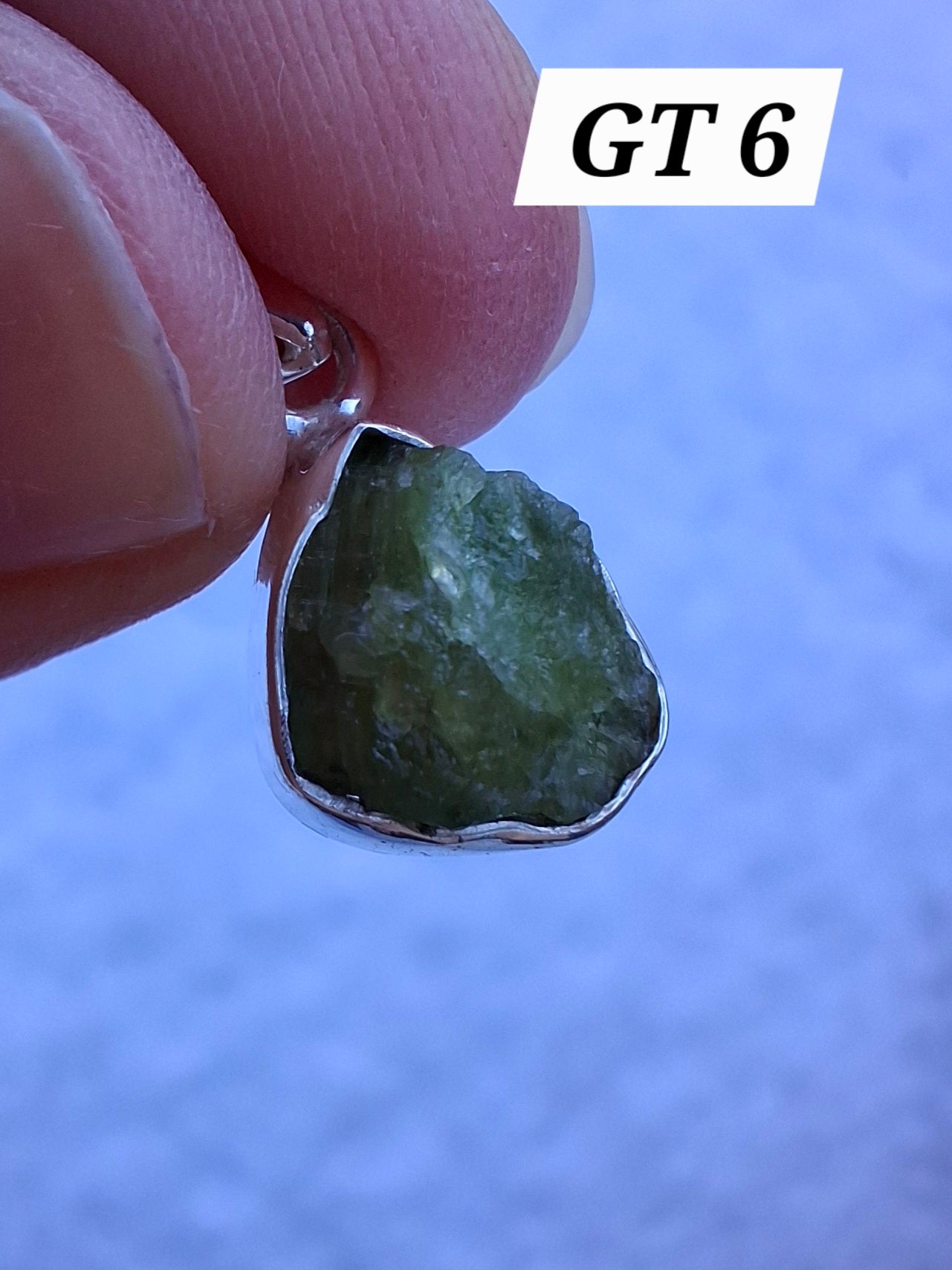 Green Tourmaline Pendant, 925 Silver, Crystal (Ref: GT6)