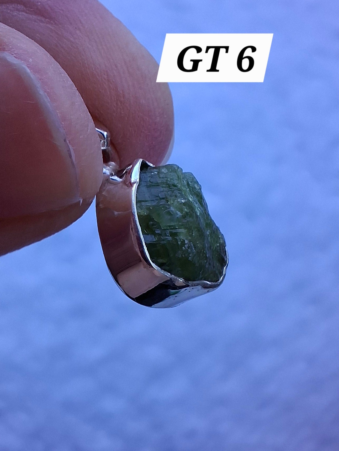 Green Tourmaline Pendant, 925 Silver, Crystal (Ref: GT6)