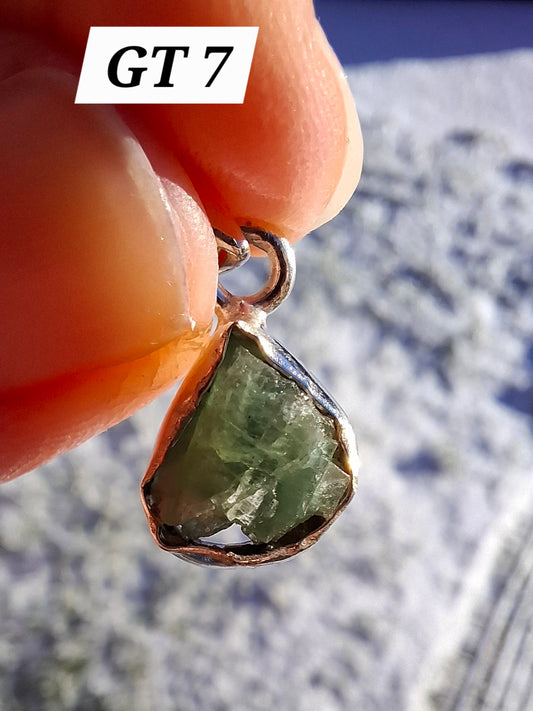 Green Tourmaline Pendant, 925 Silver, Crystal (Ref: GT7)