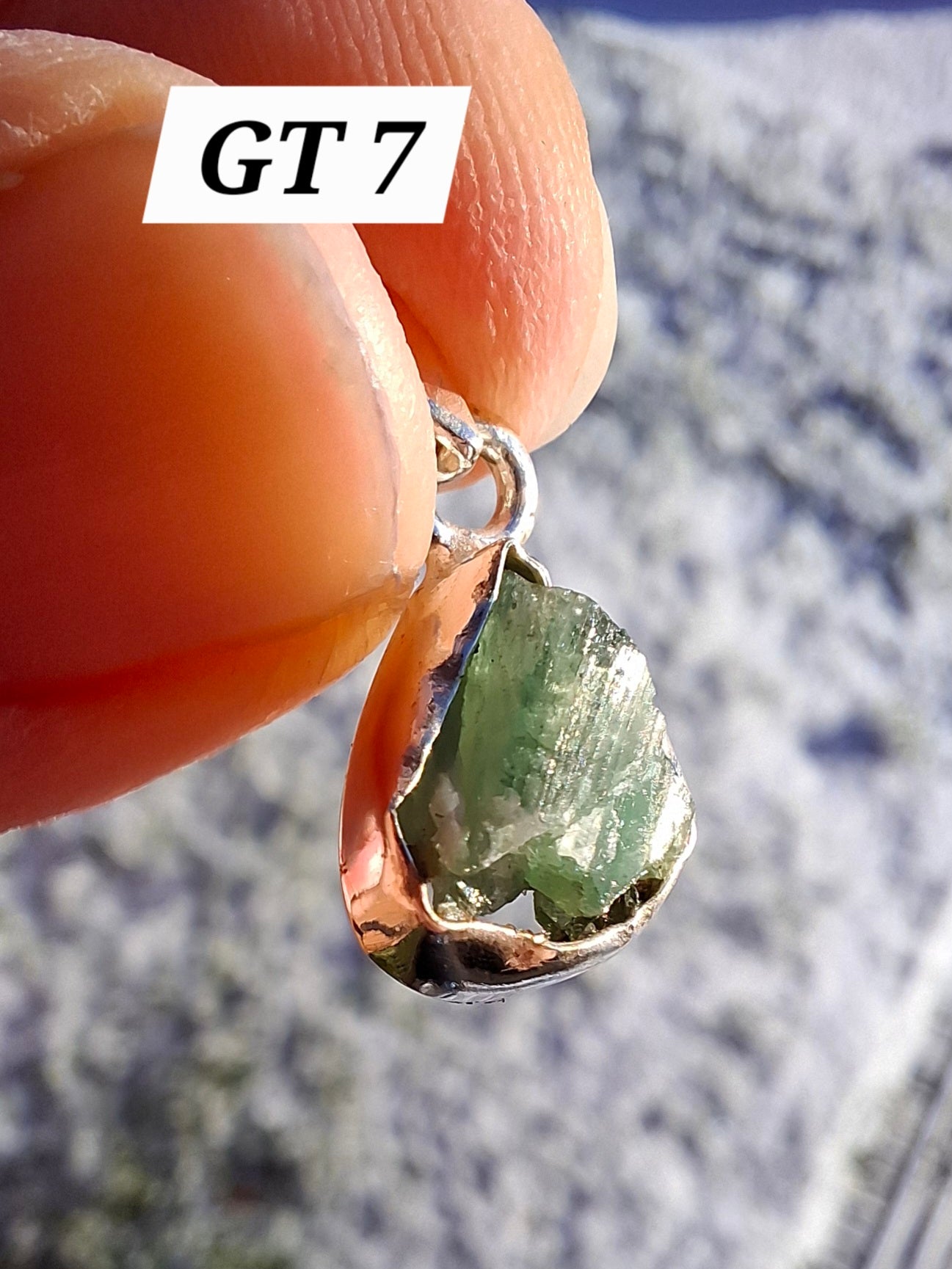 Green Tourmaline Pendant, 925 Silver, Crystal (Ref: GT7)