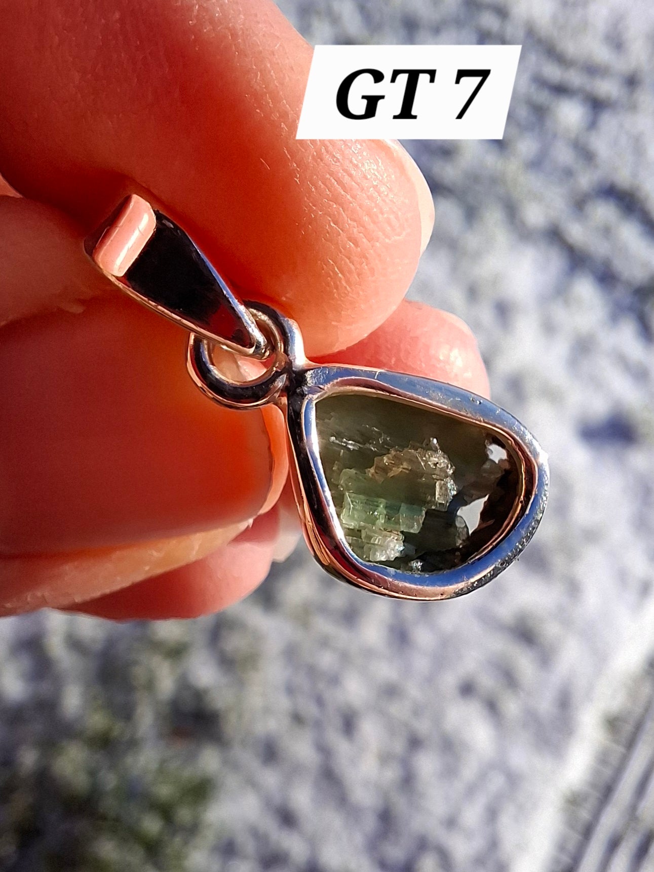 Green Tourmaline Pendant, 925 Silver, Crystal (Ref: GT7)